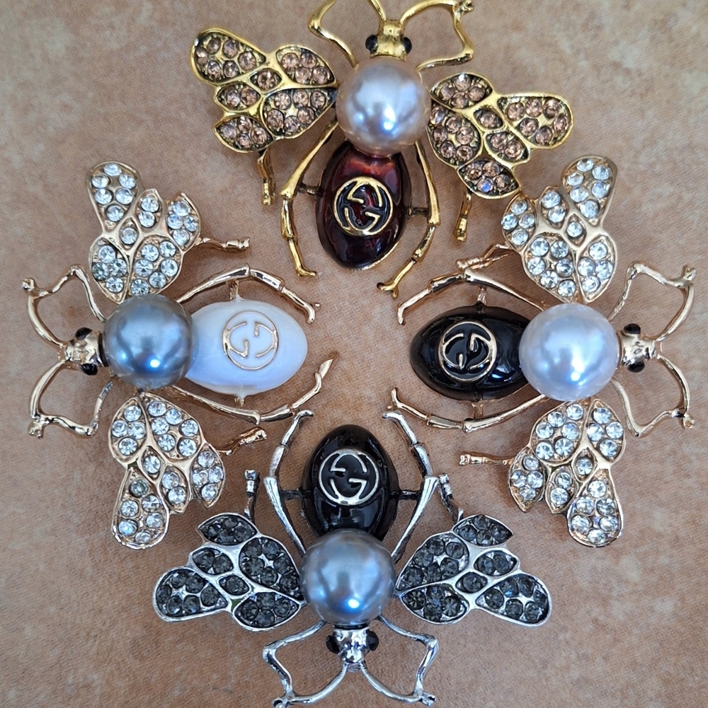 Bug, Bee Broches/Pin. Rhinestone Pearl Jewerly. 13 Available